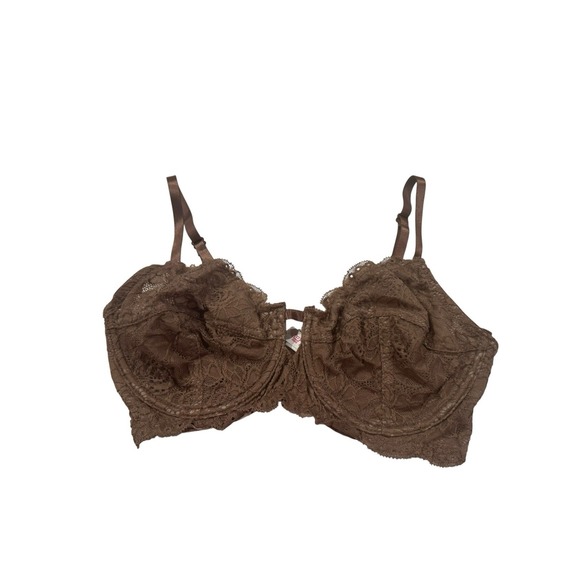 Curve Necessities Lined Balconette Bra Lace Brown  34D - Picture 1 of 7
